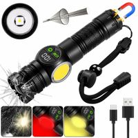 Linterna De Largo Alcance 2000LM Con Imán Luz Lateral COB Recargable USB Tipo C