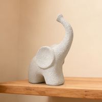 Escultura Decorativa Elefante Blanco Zen 12x15cm