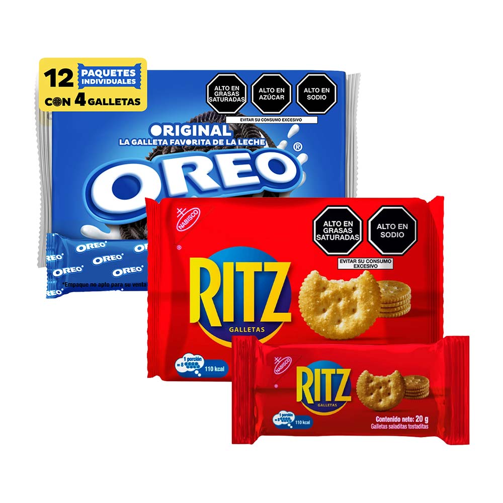 Pack Galletas OREO Original Paquete 12un + Galletas RITZ Original Paquete 6un