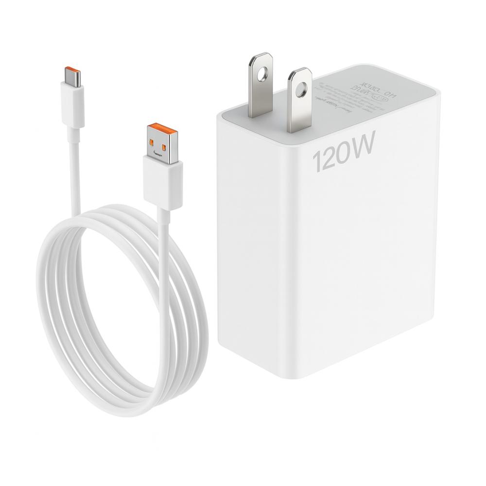 Cargador Rápido 120W USB Tipo C con Cable 1m Carga Turbo para Android Xiaomi Samsung