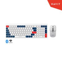 KIT OFFICE TECLADO Y MOUSE INALAMBRICO 2.4GHZ BLUETOOTH HAVIT KB830WB BLANCO ROJO AZUL