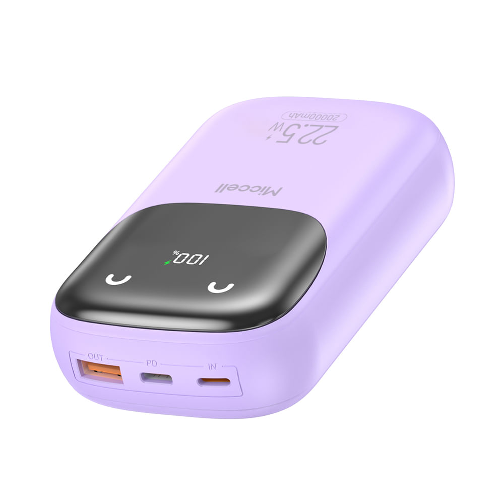 Miccell Power Bank 20000mAh Alta Capacidad con Cable Integrado y Carga Rápida PD