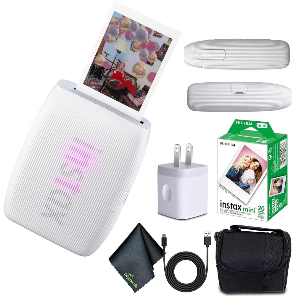 IMPRESORA FUJIFILM INSTAX MINI LINK 3 + PELÍCULA MINI 20HJ + BOLSO + USB SET 5PZS | BLANCO ARCILLA