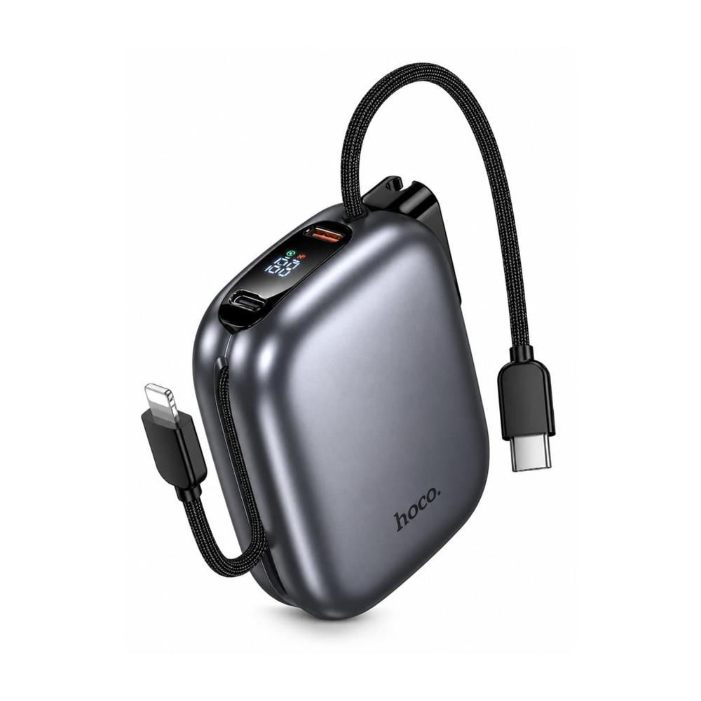 Hoco Mini Power Bank Con Cable Cable USB-C. 10000 mAh. Q49. PD20W. Gris Metal