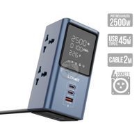 Extensión Tomacorriente USB-C 45w Pd Carga Rápida 4 Sockets