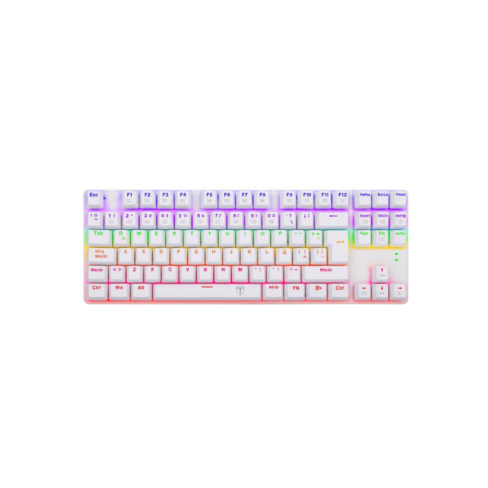 Teclado Gamer T-Dagger Bora Lite Rainbow Español Red Switch Blanco