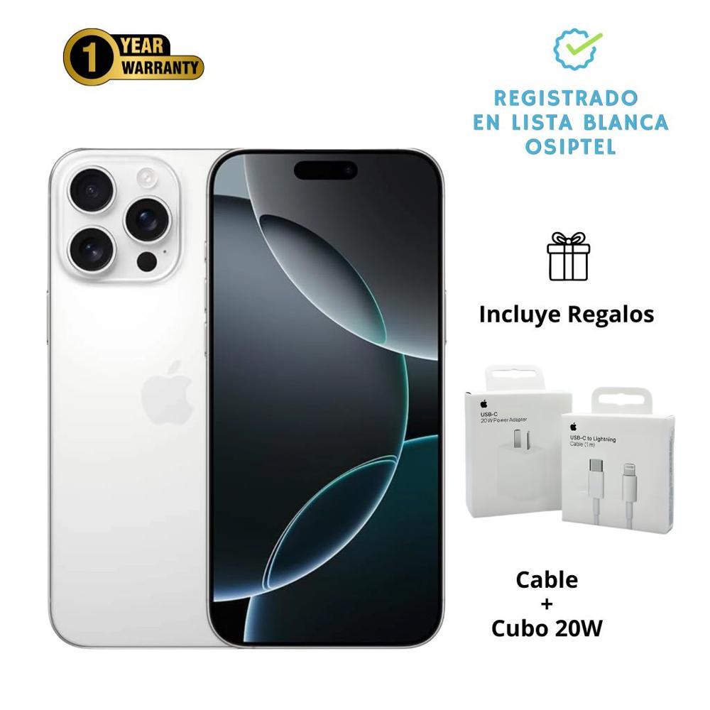 IPhone 16 Pro Max 256gb White Titanium  Condición OPEN BOX A3084 - Batería 100