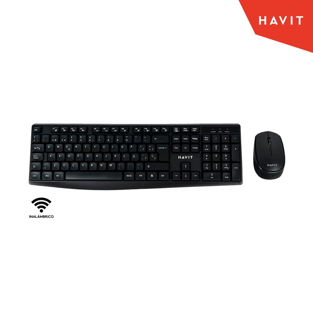 KIT OFFICE TECLADO Y MOUSE INALAMBRICO 2.4GHZ HAVIT KB278GCM-SP NEGRO