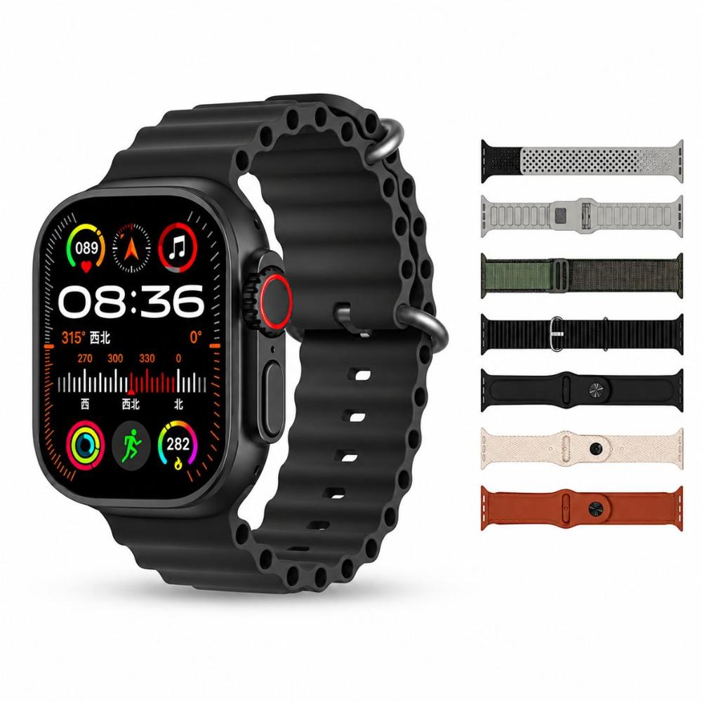 Smartwatch DS7 en 1 Ultra Big 3 con 7 Correas Monitoreo Salud y Modos Deportivos Negro