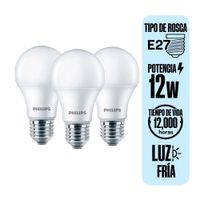 Pack X3 Foco LED E27 12W Luz Fría Philips