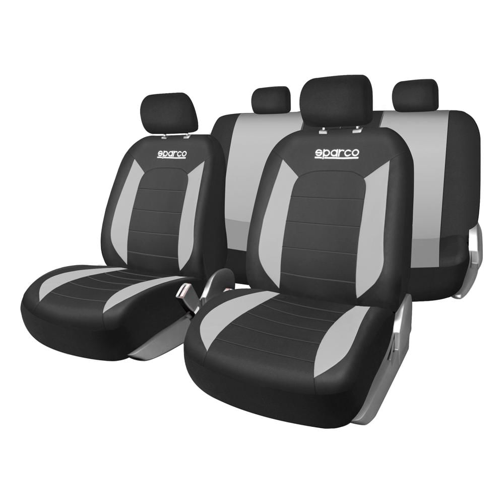 Set de Fundas Cubre Asiento para Auto SPARCO SPS426GRCB Negro Gris 9 Piezas