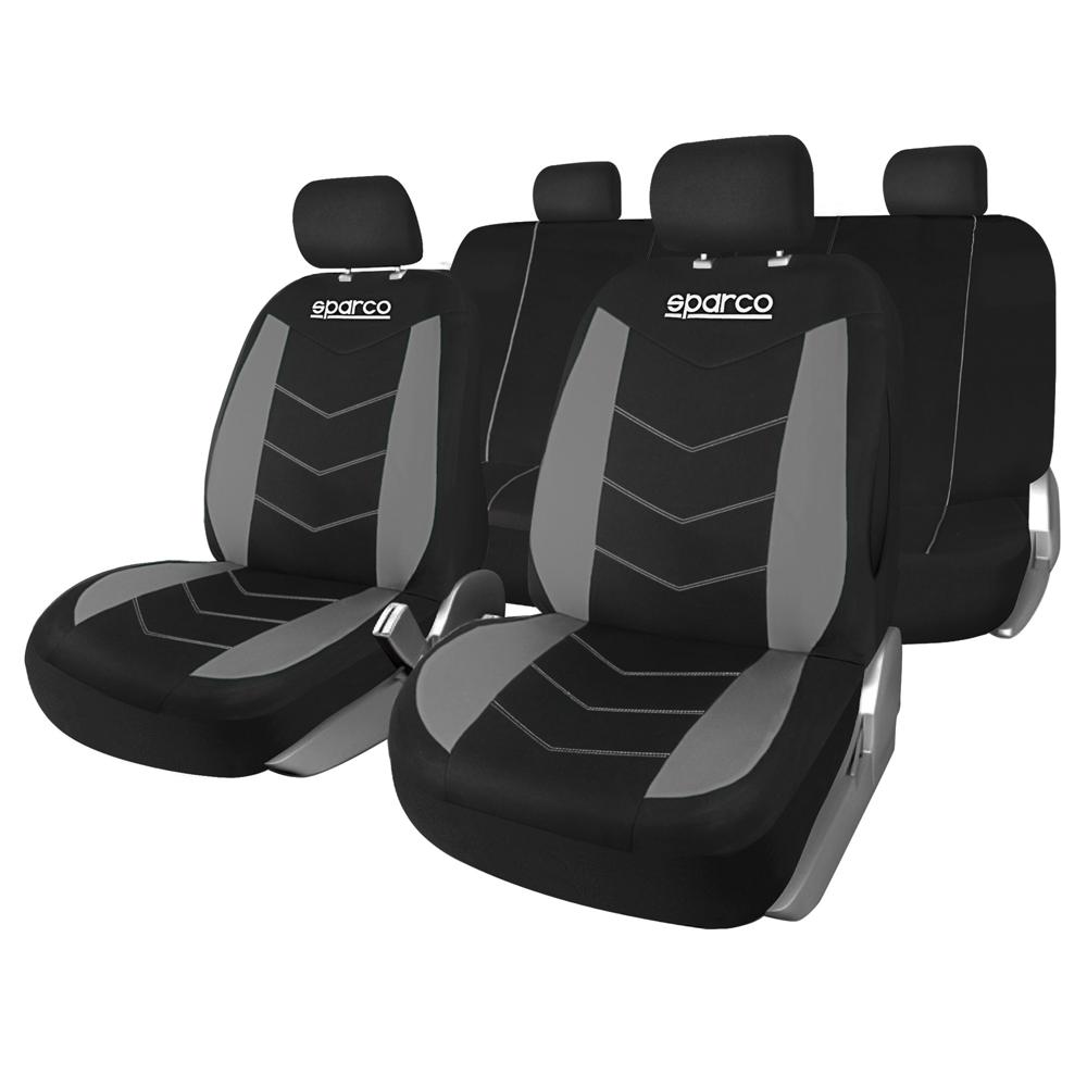 Set de Fundas Cubre Asientos para Auto SPARCO SPS431GRCB Negro Gris 11 Piezas