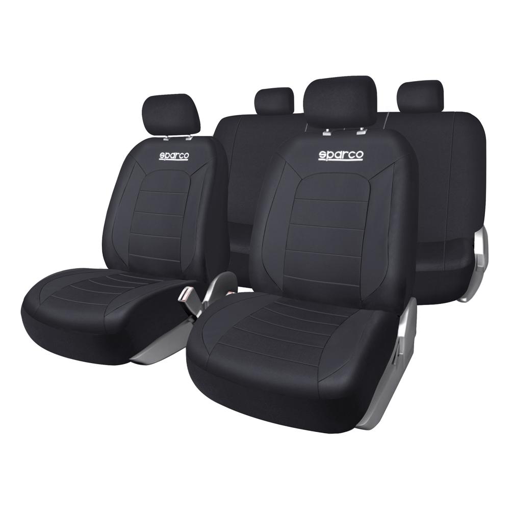 Set de Fundas Cubre Asiento para Auto SPARCO SPS426BKCB Negro 9 Piezas