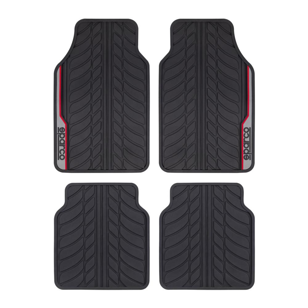 Alfombra de Piso para Auto SPARCO SPF507RD Negro Rojo 4 Piezas Antideslizante