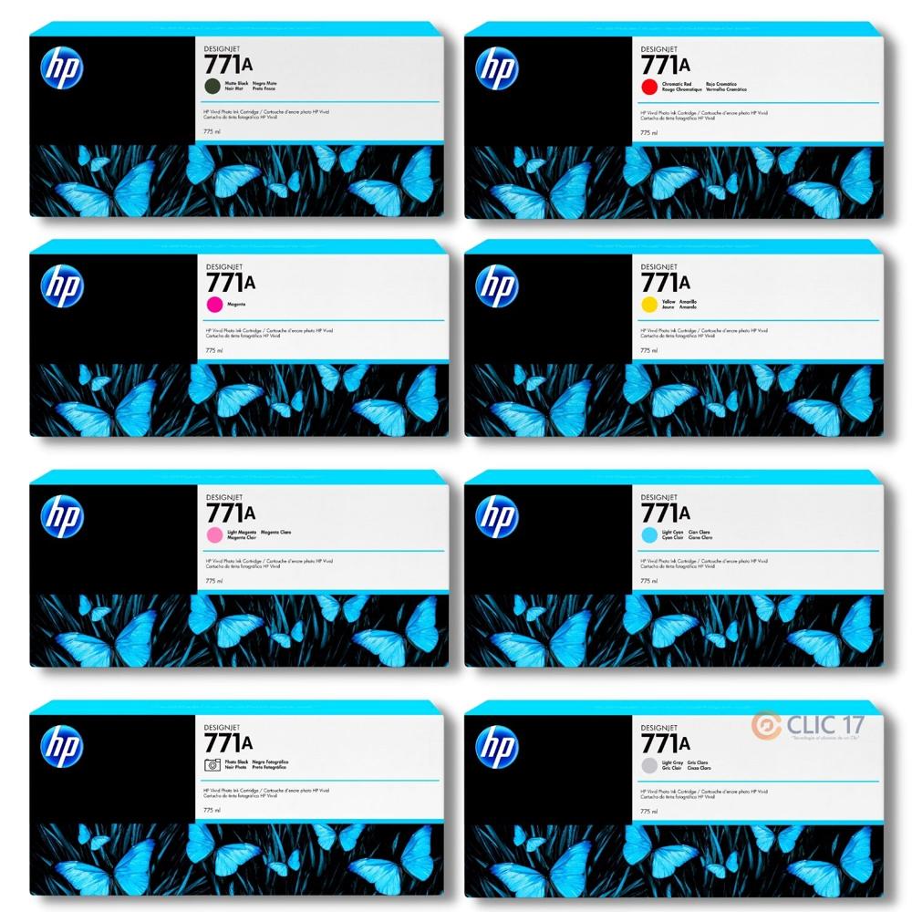 Kit Tinta HP 771A original pack de 8 colores