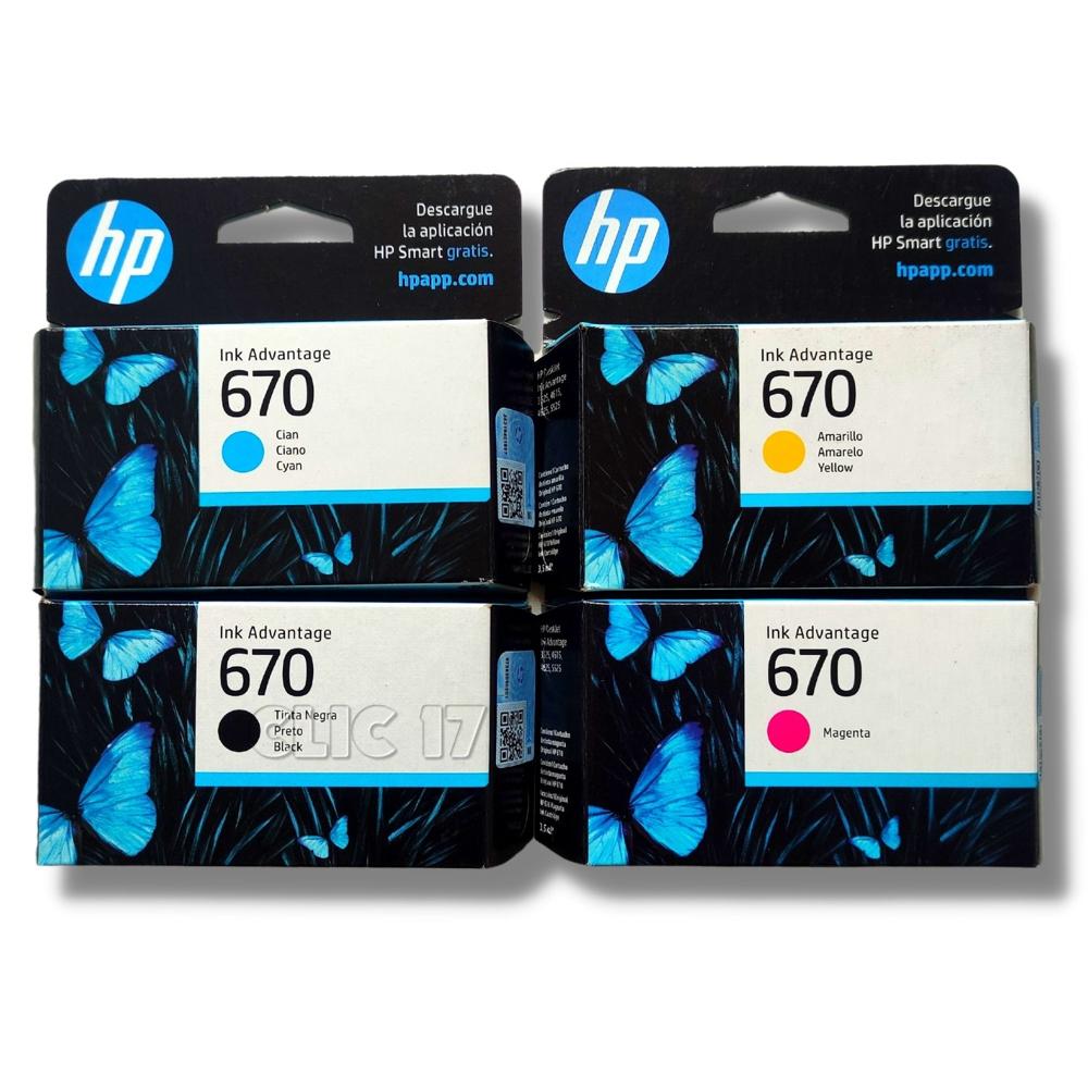 TINTA HP 670 PACK DE 4 COLORES ORIGINAL