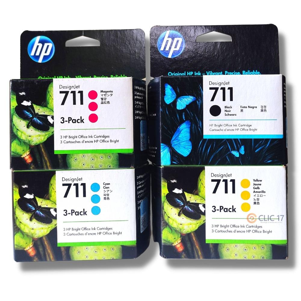 Kit Tinta HP 711 3Pack Cyan, Magenta, Amarillo, Negro Original