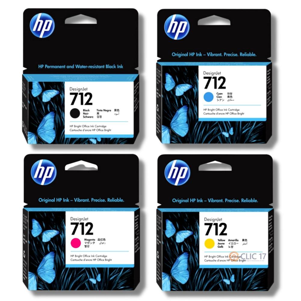 TINTA HP 712 PACK DE 4 COLORES NEGRO 38ML ORIGINAL