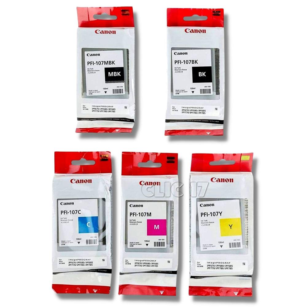 TINTA CANON PFI-107 X5 COLORES ORIGINAL