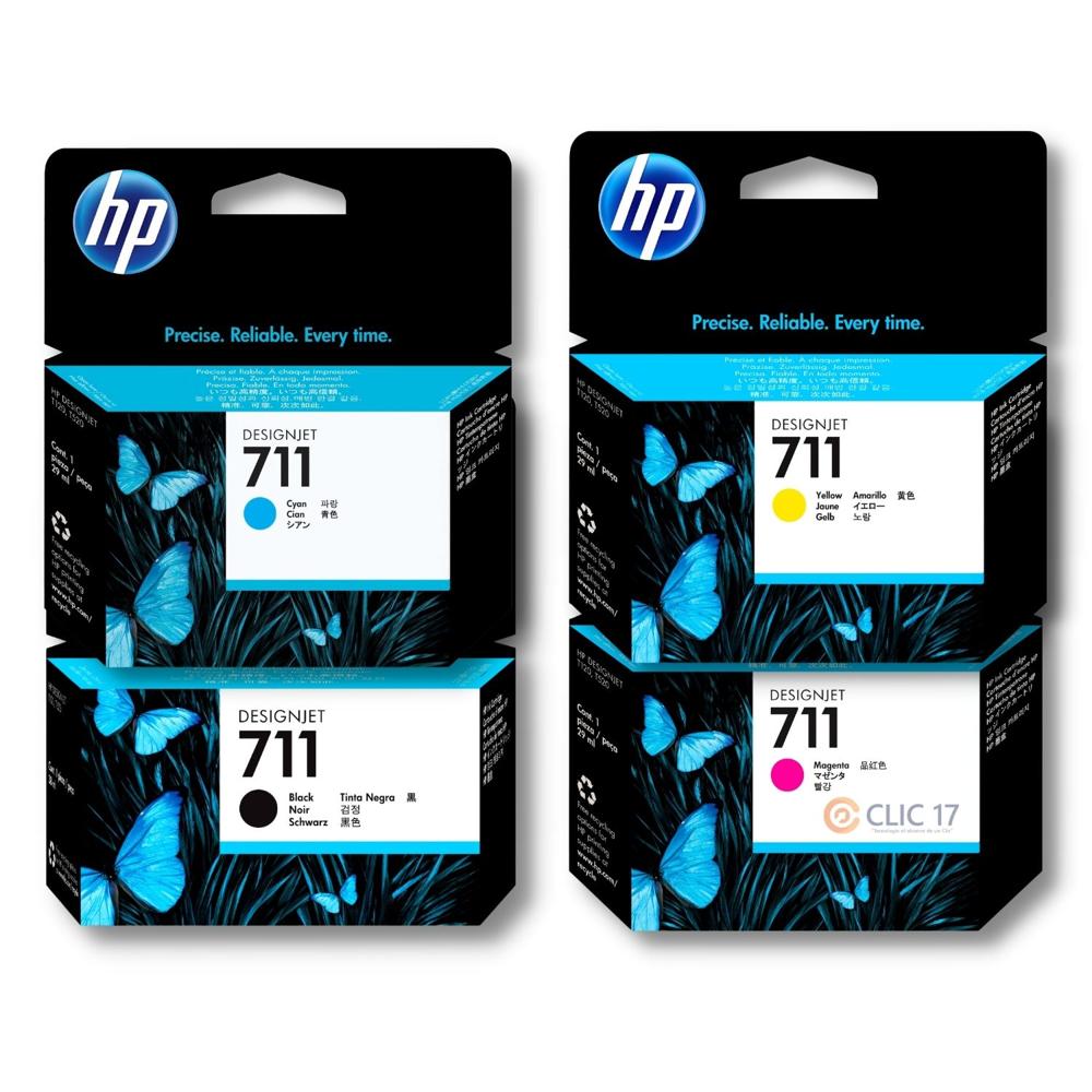 Kit Tinta HP 711 29ml Cyan, Magenta, Amarillo, Negro Original