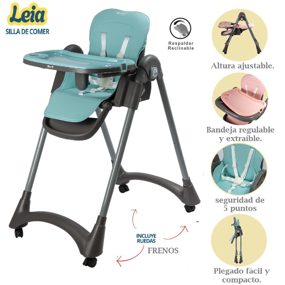 Silla de Comer Leia con Respaldar reclinable Verde