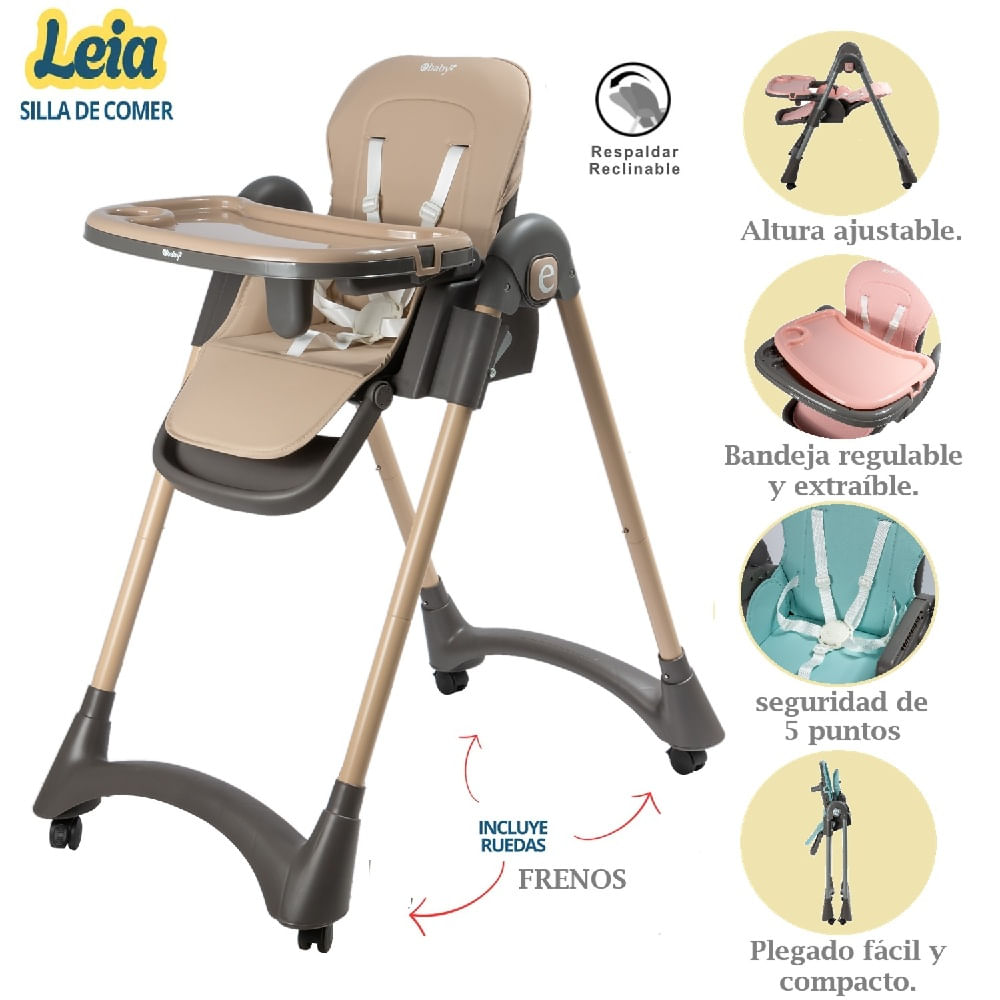 Silla de Comer Leia con Respaldar reclinable Beige
