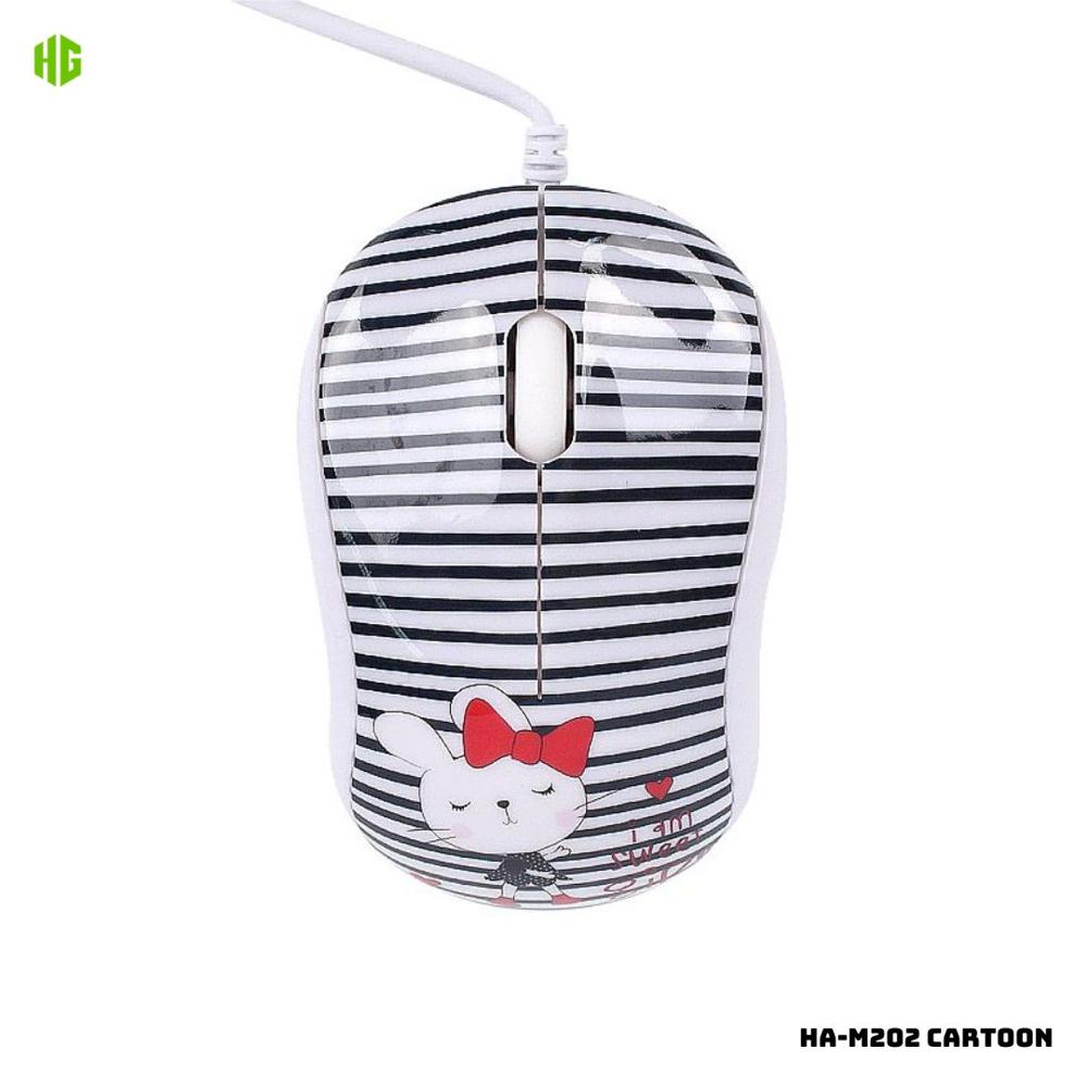 MOUSE ALAMBRICO PARA NIÑOS HALION HA-M202 1000 DPI - CARTOON CONEJITO