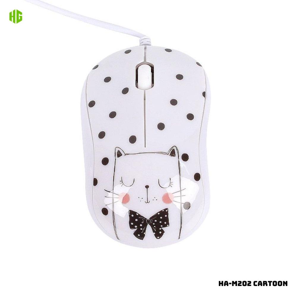 MOUSE ALAMBRICO PARA NIÑOS HALION HA-M202 1000 DPI - CARTOON GATITA