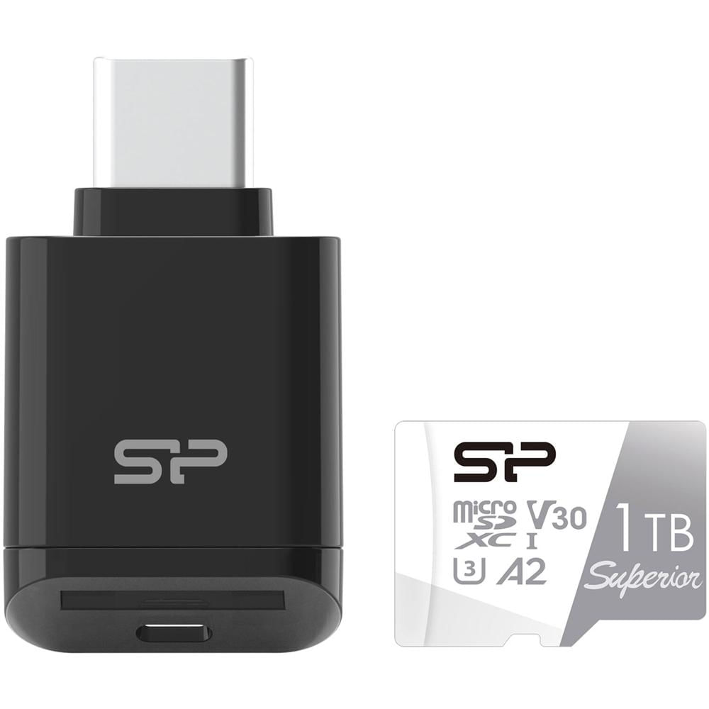 Silicon Power microSDXC 1TB Superior UHS-I A2 V30 con Adaptador SD y Lector USB-C