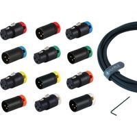 Cable Techniques Cable DIY Low-Profile XLR 3-Pin Set con 6 Conectores Macho y 6 Hembra, Ca