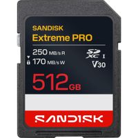 SanDisk Extreme PRO 512GB UHS-I SDXC Memory Card - V30, U3, 250 MB/s de Lectura, 170 MB/s