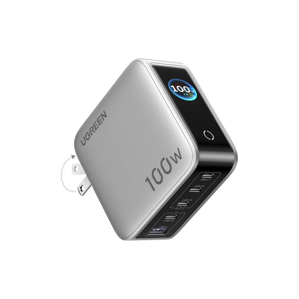Cargador de Pared Ugreen 100W GaN 5 Puertos con Smart Display X773-65619B