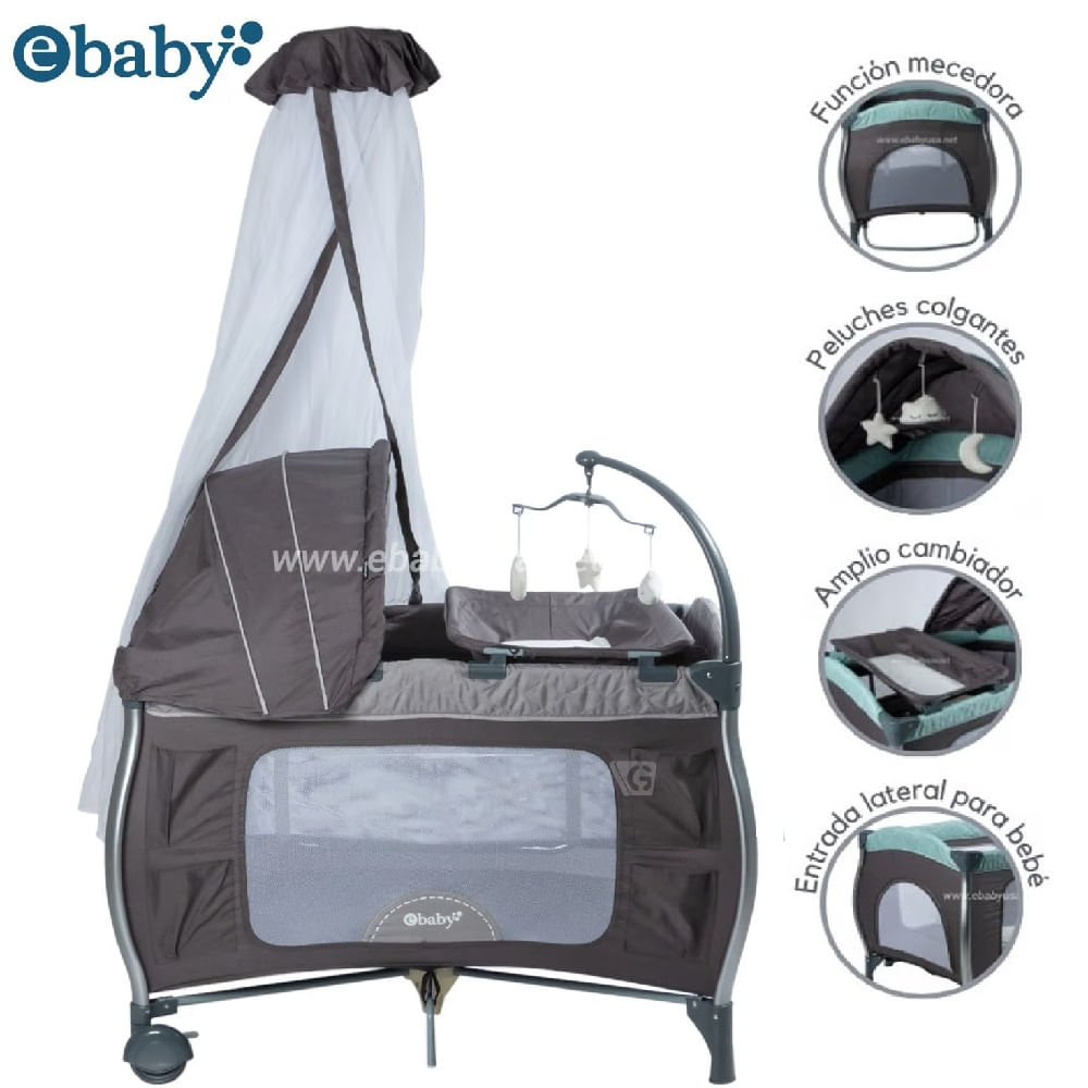 Cuna Corral Mecedora Ebaby Napy 779-C gris