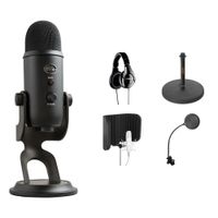 Blue Yeti Kit de Micrófono USB Blackout con Auriculares SRH240A y Filtros