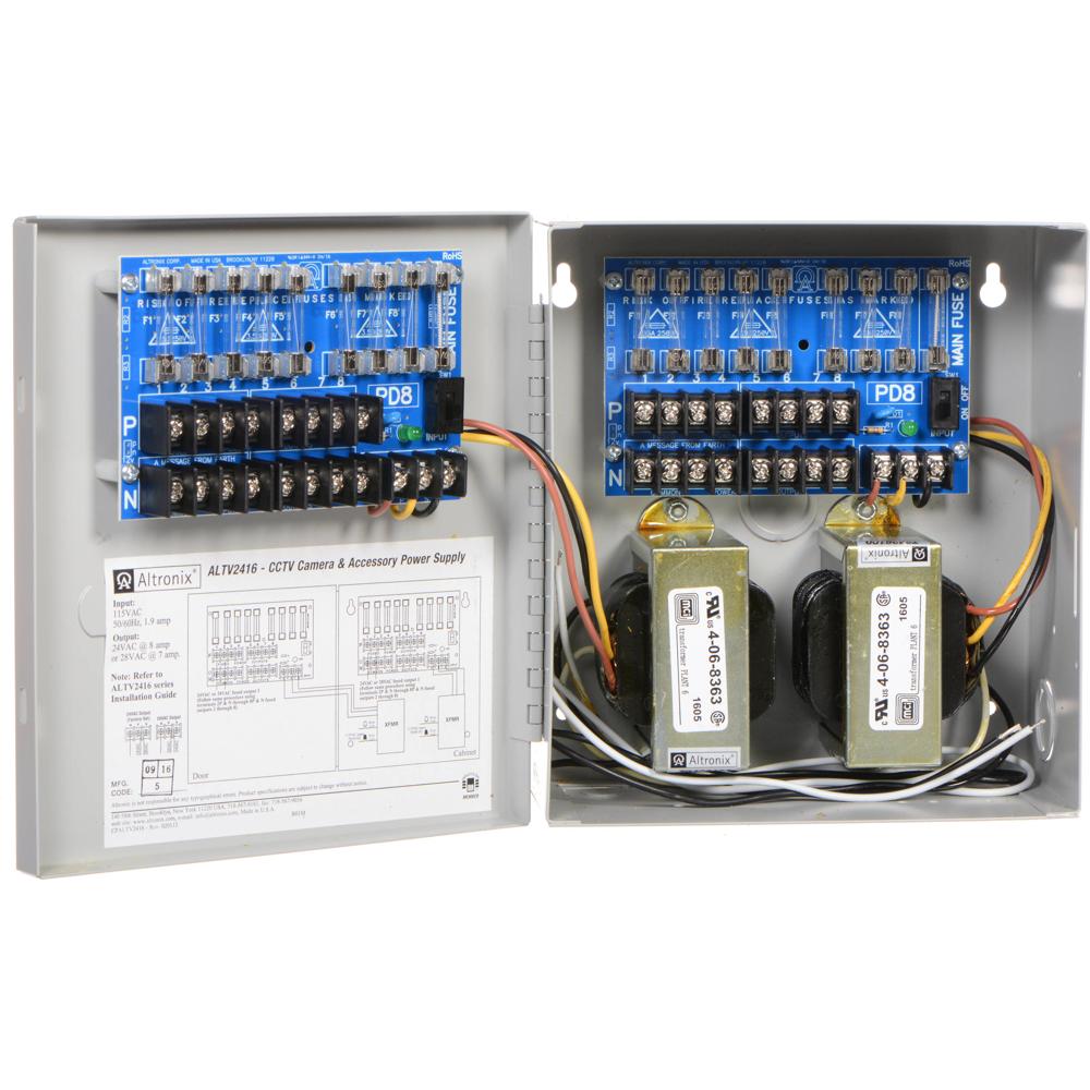 ALTRONIX Fuente de Poder de 16 Salidas 24 VAC @ 8A / 28 VAC @ 7A para Cámaras CCTV
