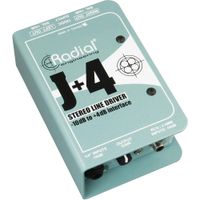 Radial J+4 Preamplificador Estéreo con Salidas XLR Balanceadas y Entradas RCA, 1/4"" y 1/8