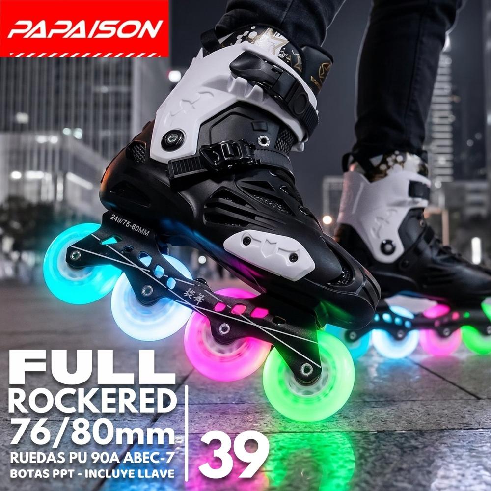 Patines Freestyle Slalom Talla 39 PAPAISON X6 Full Rockered 76-80 mm ABEC-7 90A Professional Skates