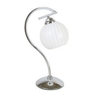 Lámpara de Mesa Clásica Valeria Orange en Plata de Metal y Vidrio