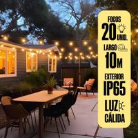 Guirnalda Led Orange Luna 20 Focos Luz Cálida 10m IP65 Negro