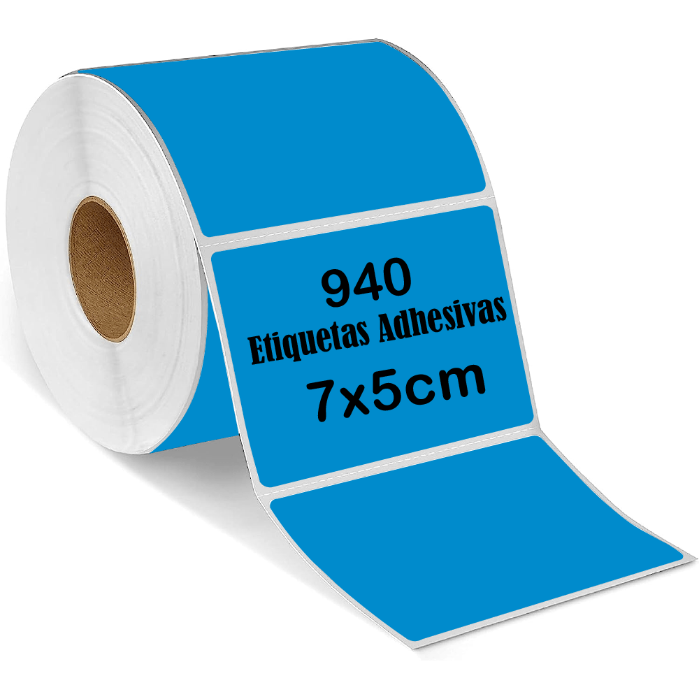 Rollo 940 Etiqueta Termica Adhesiva 7x5cm Azul Glossy