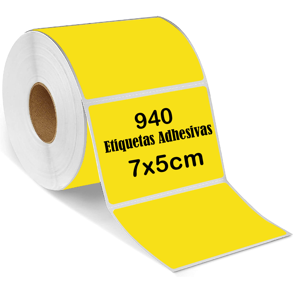 Rollo 940 Etiqueta Termica Adhesiva 7x5cm Amarillo Glossy