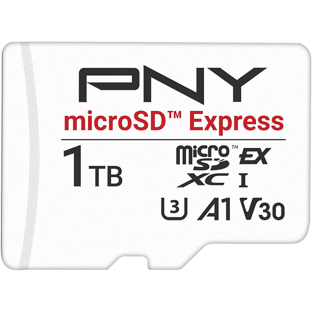 PNY microSD Express 1TB - PCIe 3.0 x1, 890 MB/s lectura, 850 MB/s escritura, resistente al