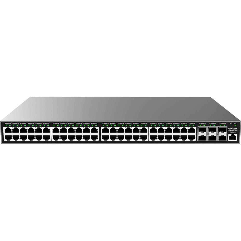Grandstream Switch Gestionado GWN7806 48 Puertos Gigabit, 6 Puertos SFP+ 10G, 216 Gb/s Cap