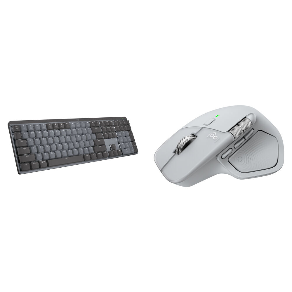Logitech MX Master 4 Mouse Inalámbrico y Teclado Mecánico MX en Gris Claro - Conectivida