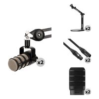 RODE PodMic Kit de Micrófonos Dinámicos para Podcasting con 2 Micrófonos, 2 Brazos de E
