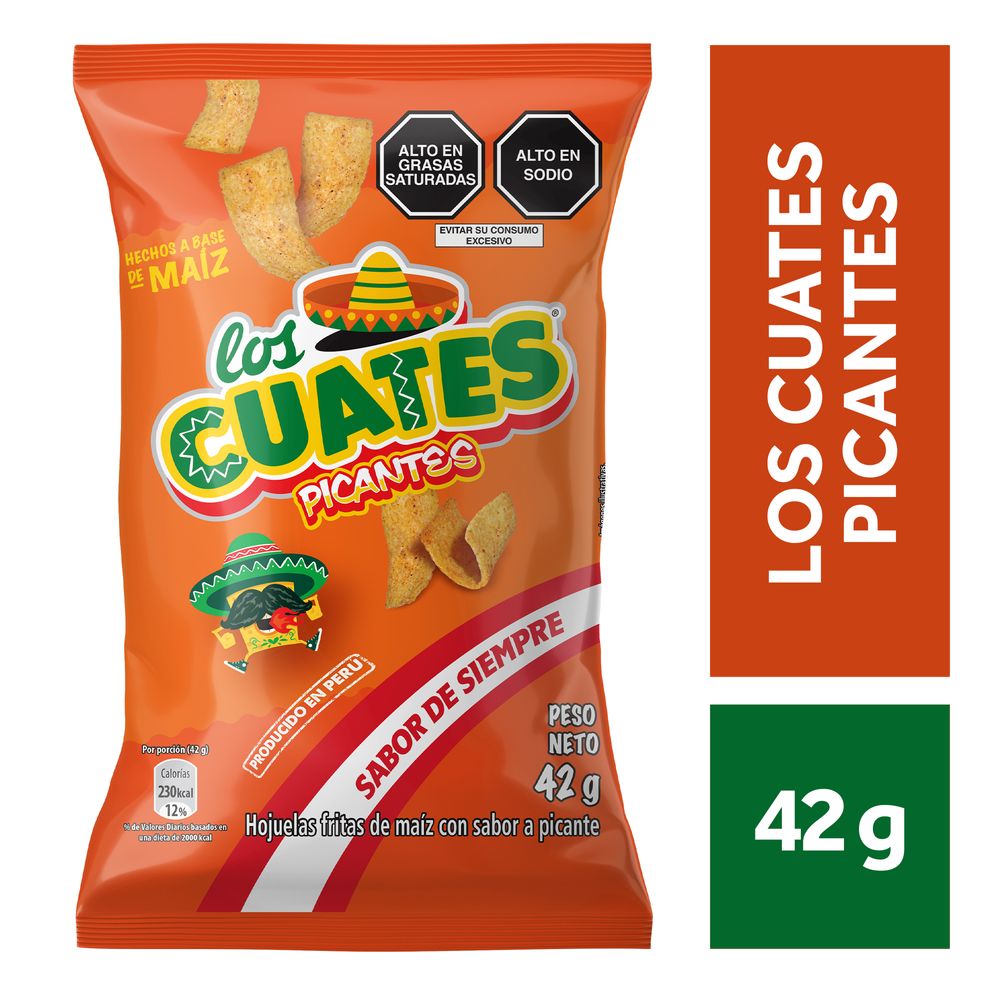 Hojuelas de Maíz LOS CUATES Picante Bolsa 42g|plazaVea - plazaVea