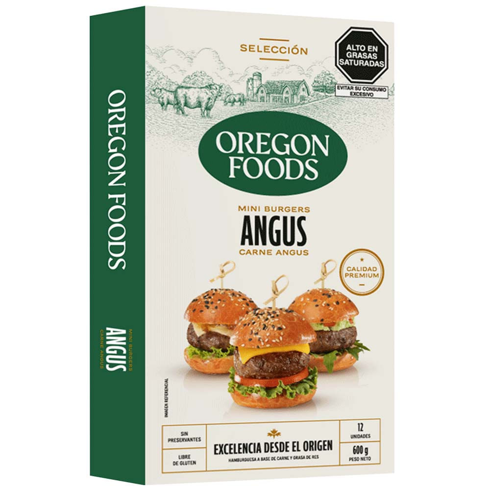 Mini Hamburguesas OREGON FOODS Carne Angus Caja 12un