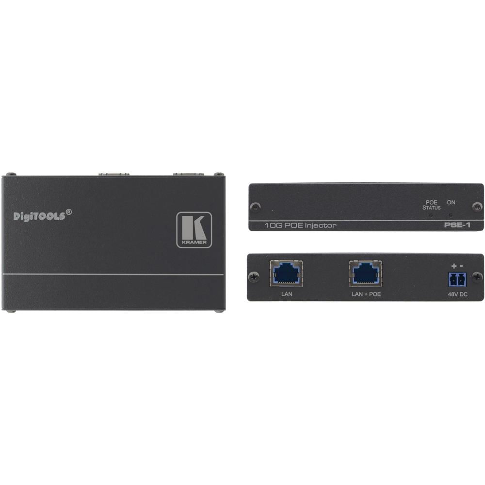Kramer PSE-1 Injector PoE 10Gb UHD - Soporta HDMI y HDCP, Alcance de hasta 100 m, 48 VDC,