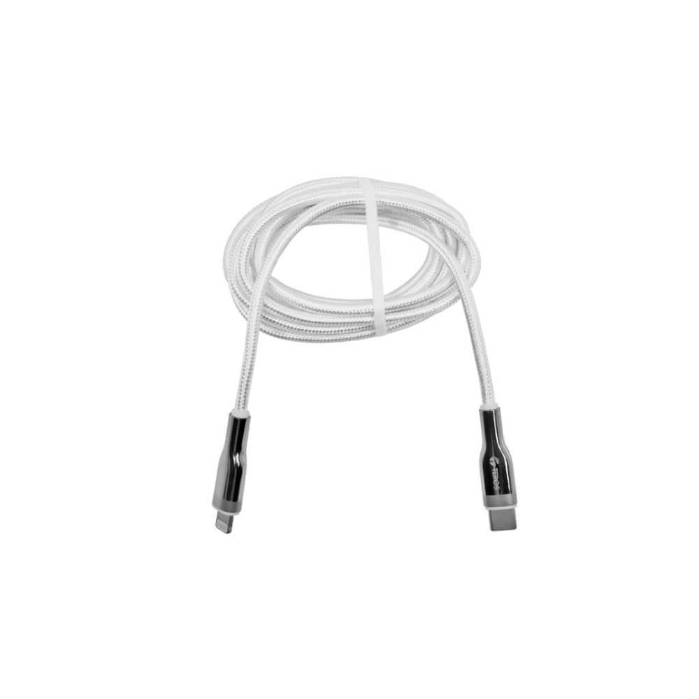 Cable de Carga y Datos TEROS Tipo-C a Lightning 2m  Blanco Plateado