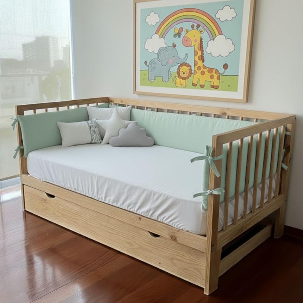 PROTECTORES LATERALES PARACHOQUES TALLA MONTESSORI 1.5 PLAZAS DISEÑO VERDE